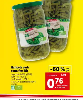 Lidl Haricots verts extra fins Bio offre