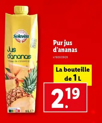 Lidl Pur jus d'ananas offre