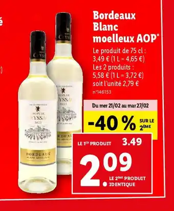 Lidl Bordeaux Blanc moelleux AOP offre