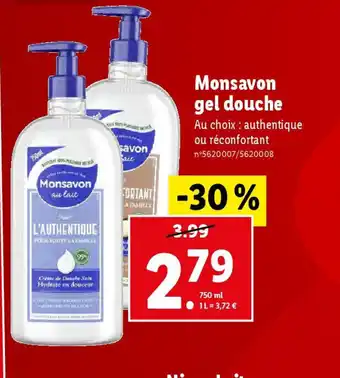 Lidl Monsavon gel douche offre