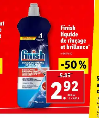 Lidl Finish liquide de rinçage et brillance offre