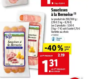 Lidl Saucisses à la Bernoise offre