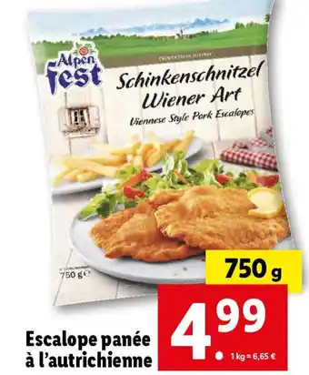 Lidl Escalope panée à l'autrichienne offre