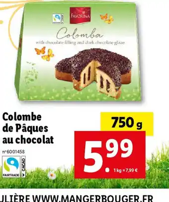 Lidl Colombe de Pâques au chocolat offre