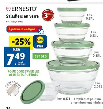 Lidl Saladiers en verre offre
