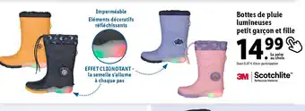 Lidl Bottes de pluie lumineuses petit garçon et fille offre
