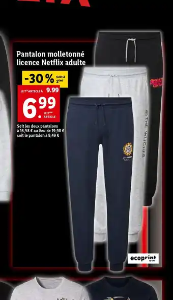 Lidl Pantalon molletonné licence Netflix adulte offre