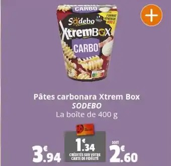 Coccinelle Express Pâtes carbonara Xtrem Box SODEBO offre