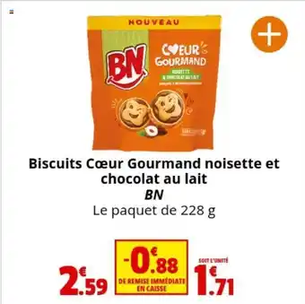 Coccinelle Express Biscuits Cœur Gourmand noisette et chocolat au lait BN offre