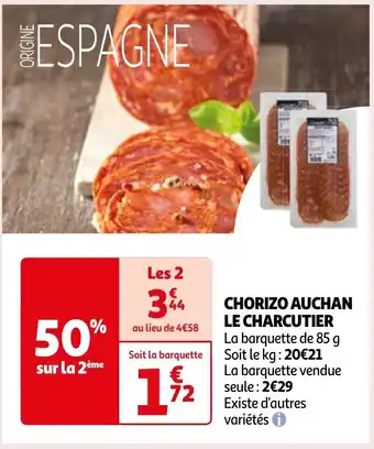 Auchan CHORIZO AUCHAN LE CHARCUTIER offre