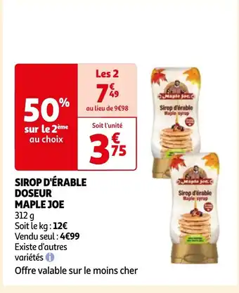 Auchan SIROP D'ÉRABLE DOSEUR MAPLE JOE offre