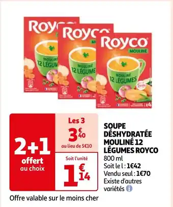 Auchan SOUPE DÉSHYDRATÉE MOULINÉ 12 LÉGUMES ROYCO offre