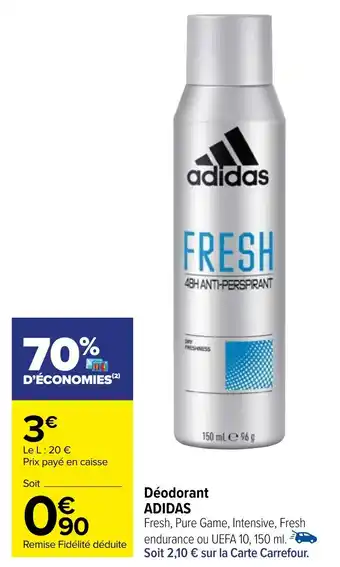 Carrefour Déodorant ADIDAS offre
