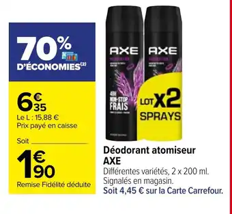 Carrefour Déodorant atomiseur AXE offre