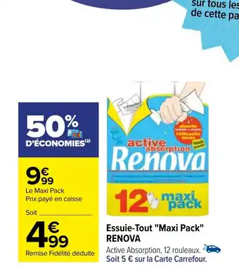 Carrefour Essuie-Tout "Maxi Pack" RENOVA offre