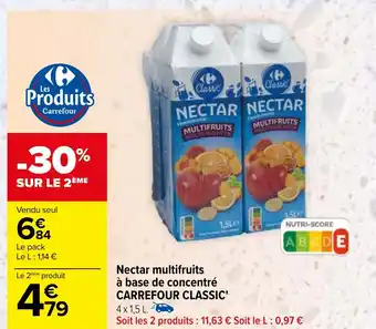 Carrefour Nectar multifruits à base de concentré CARREFOUR CLASSIC' offre