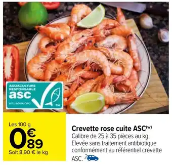 Carrefour Crevette rose cuite ASC(w) offre