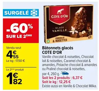 Carrefour Bâtonnets glacés COTE D'OR offre
