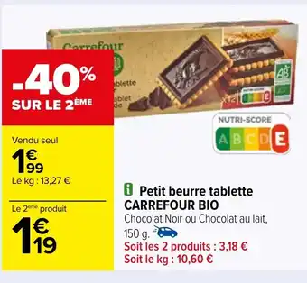 Carrefour i Petit beurre tablette CARREFOUR BIO offre