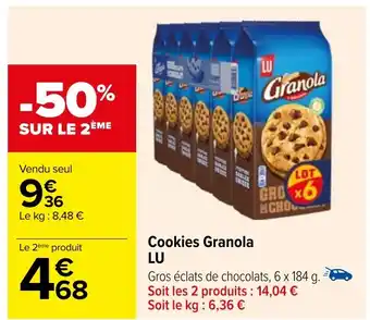 Carrefour Cookies Granola LU offre