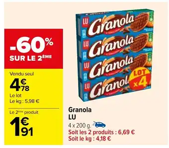 Carrefour Granola LU offre