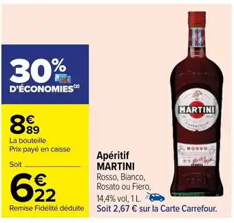 Carrefour Apéritif MARTINI Rosso, Bianco, offre