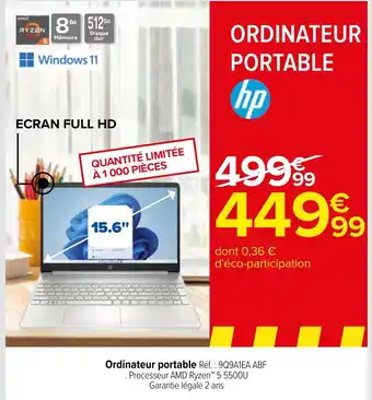 Carrefour Ordinateur portable Réf. : 9Q9A1EA ABF offre