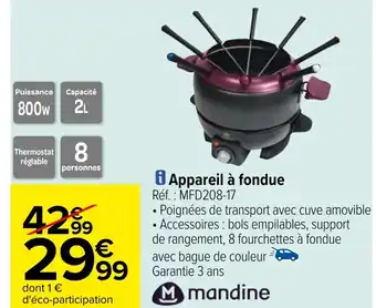 Carrefour i Appareil à fondue Réf. : MFD208-17 offre
