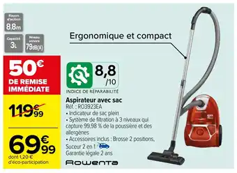 Carrefour Aspirateur avec sac Réf. : RO3923EA offre