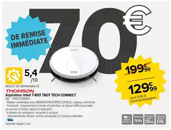 Carrefour Aspirateur robot T-BOT TBOT TECH CONNECT Réf. : THVC2210WGS offre