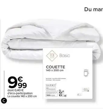 Carrefour Couette "basic" offre