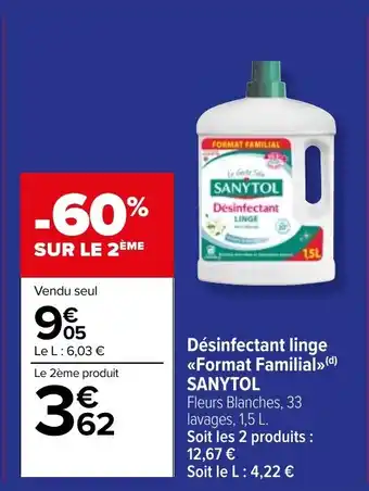 Carrefour Market Désinfectant linge <<Format Familial» (d) SANYTOL offre