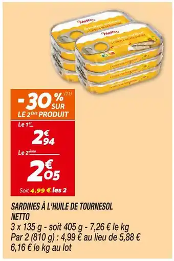 NETTO SARDINES À L'HUILE DE TOURNESOL