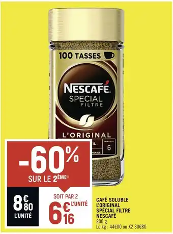 Petit Casino NESCAFÉ CAFÉ SOLUBLE L’ORIGINAL SPÉCIAL FILTRE offre