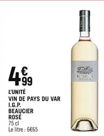 Petit Casino VIN DE PAYS DU VAR I.G.P. BEAUCIER ROSÉ offre