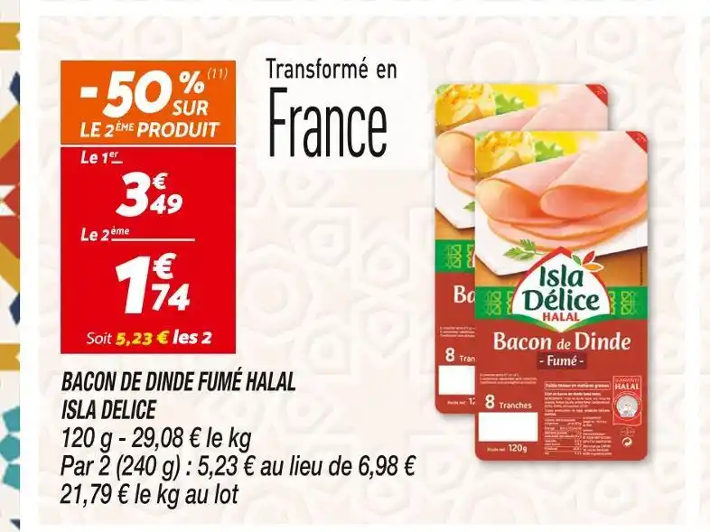 Promo ISLA DÉLICE BACON DE DINDE FUMÉ HALAL chez Netto