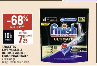 Petit Casino FINISH TABLETTES LAVE-VAISSELLE ULTIMATE ALL IN 1 POWERBALL offre