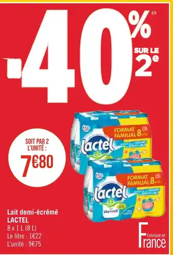 Géant Casino LACTEL Lait demi-écrémé offre