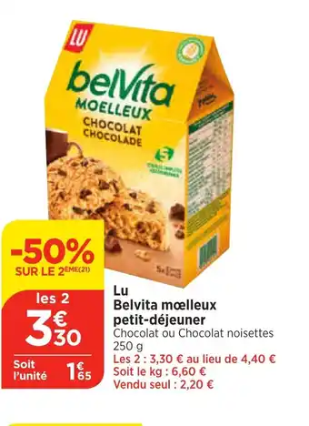 Maximarché Lu Belvita moelleux offre