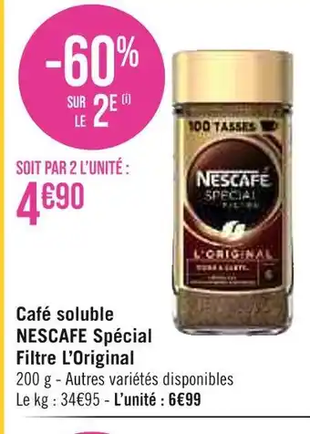 Géant Casino NESCAFE Café soluble Spécial Filtre L’Original offre