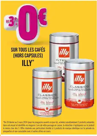 Géant Casino ILLY LE 3e À 0€ SUR TOUS LES CAFÉS (HORS CAPSULES) ILLY offre