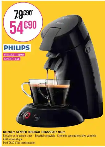 Géant Casino SENSEO / PHILIPS Cafetière ORIGINAL HD6553/67 Noire offre