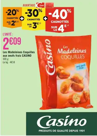 Géant Casino CASINO Les Madeleines Coquilles aux oeufs frais offre