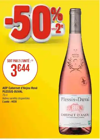 Géant Casino PLESSIS-DUVAL AOP Cabernet d’Anjou Rosé offre