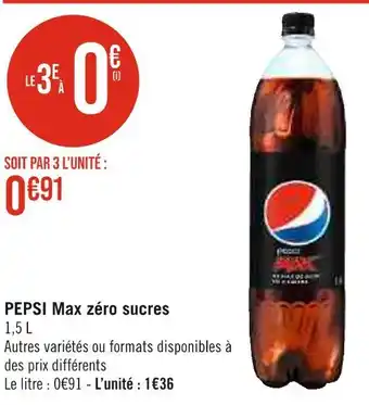 Géant Casino PEPSI PEPSI Max zéro sucres offre
