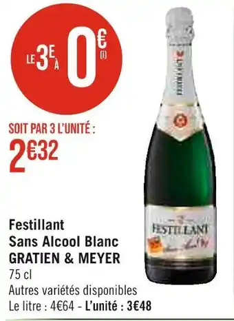 Géant Casino GRATIEN & MEYER Festillant Sans Alcool Blanc offre