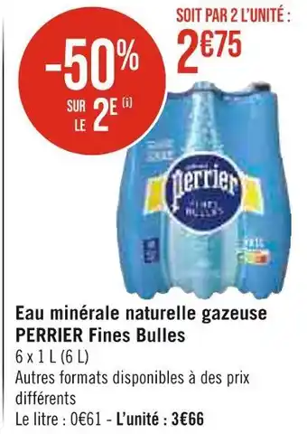 Géant Casino PERRIER Eau minérale naturelle gazeuse Fines Bulles offre