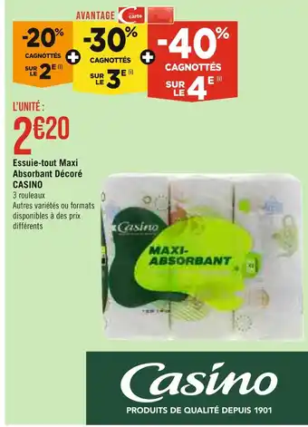 Géant Casino CASINO Essuie-tout Maxi Absorbant Décoré offre