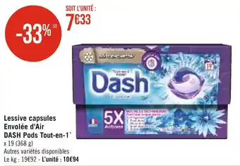 Géant Casino DASH Lessive capsules Envolée d’Air Pods Tout-en-1 offre