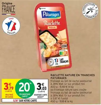 PÂTURAGES RACLETTE NATURE EN TRANCHES